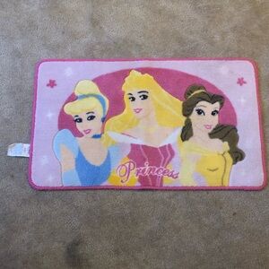 NWT Vintage Disney Princess Pink Acrylic Kids Rug Cinderella Belle Aurora